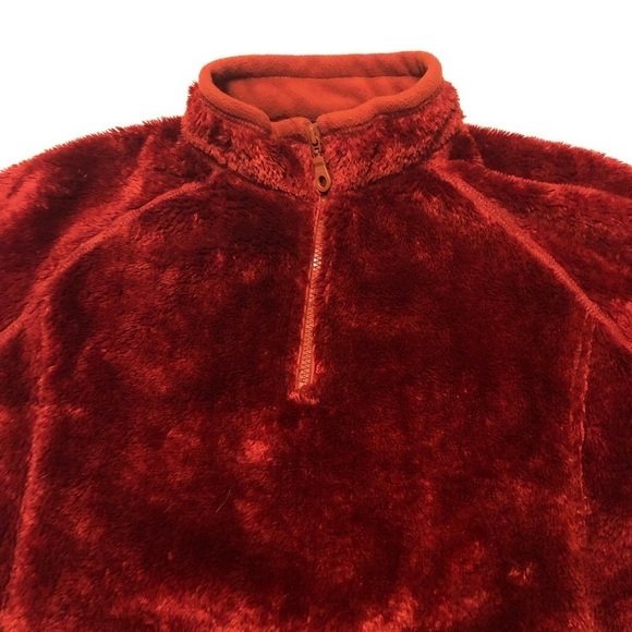 Women’s Cabela’s Red Fluffy Fleece 1/4‎ Zip Polartec Jacket. Size Small. WARM - Picture 8 of 11